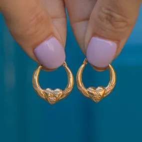 9ct Gold Heart Hoop Earrings