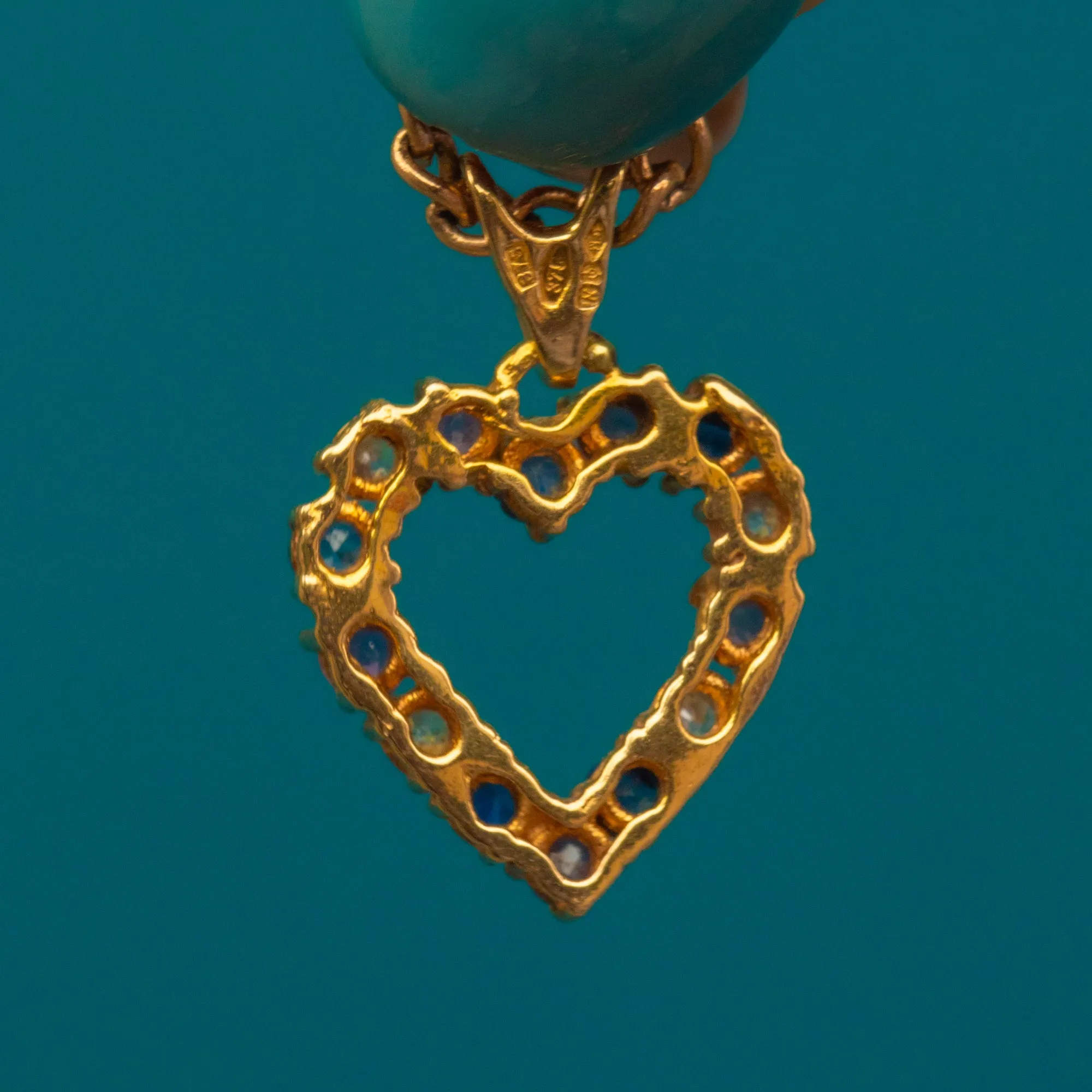 9ct Gold Ruby Sapphire Heart Charm