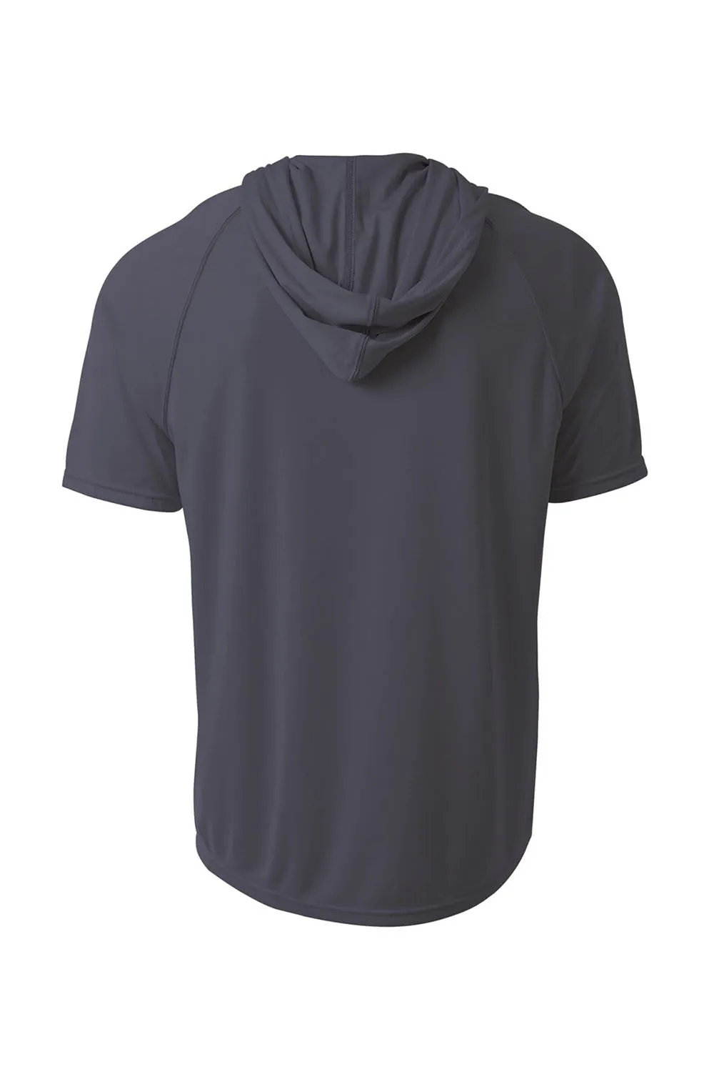 A4 Mens Performance Moisture Wicking Short Sleeve Hooded T-Shirt Hoodie - Graphite Grey