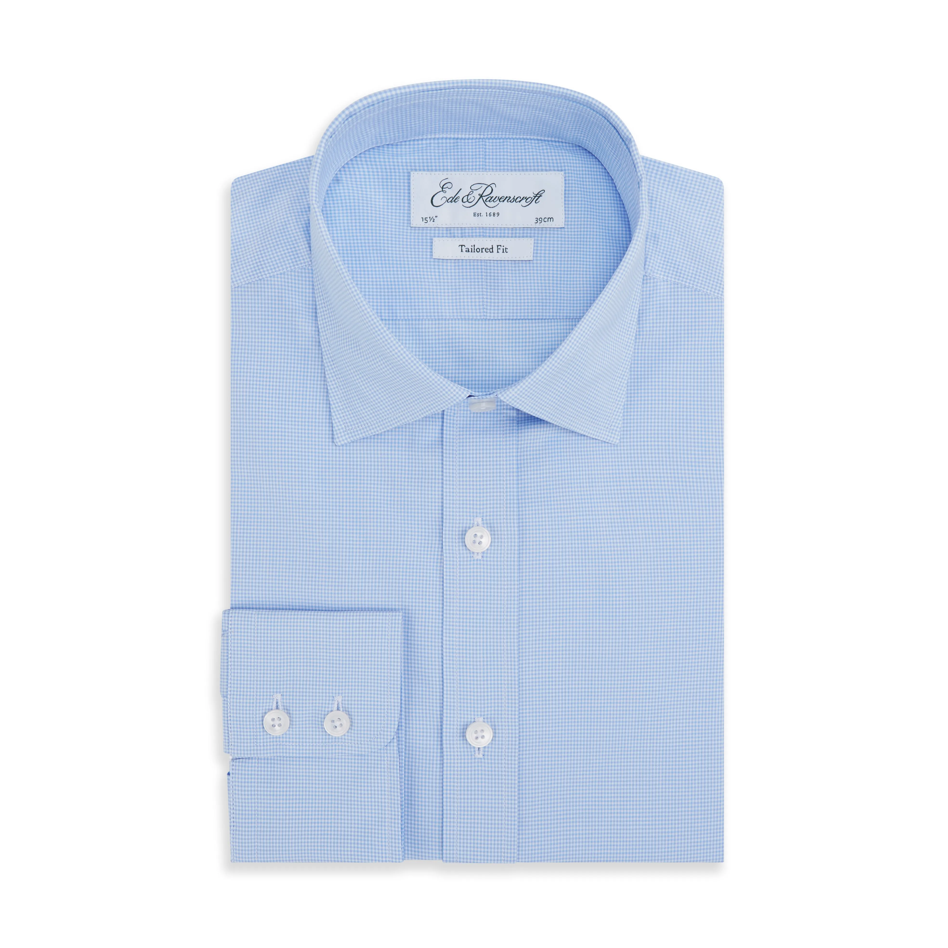 Alex Blue White Micro Gingham Check Shirt