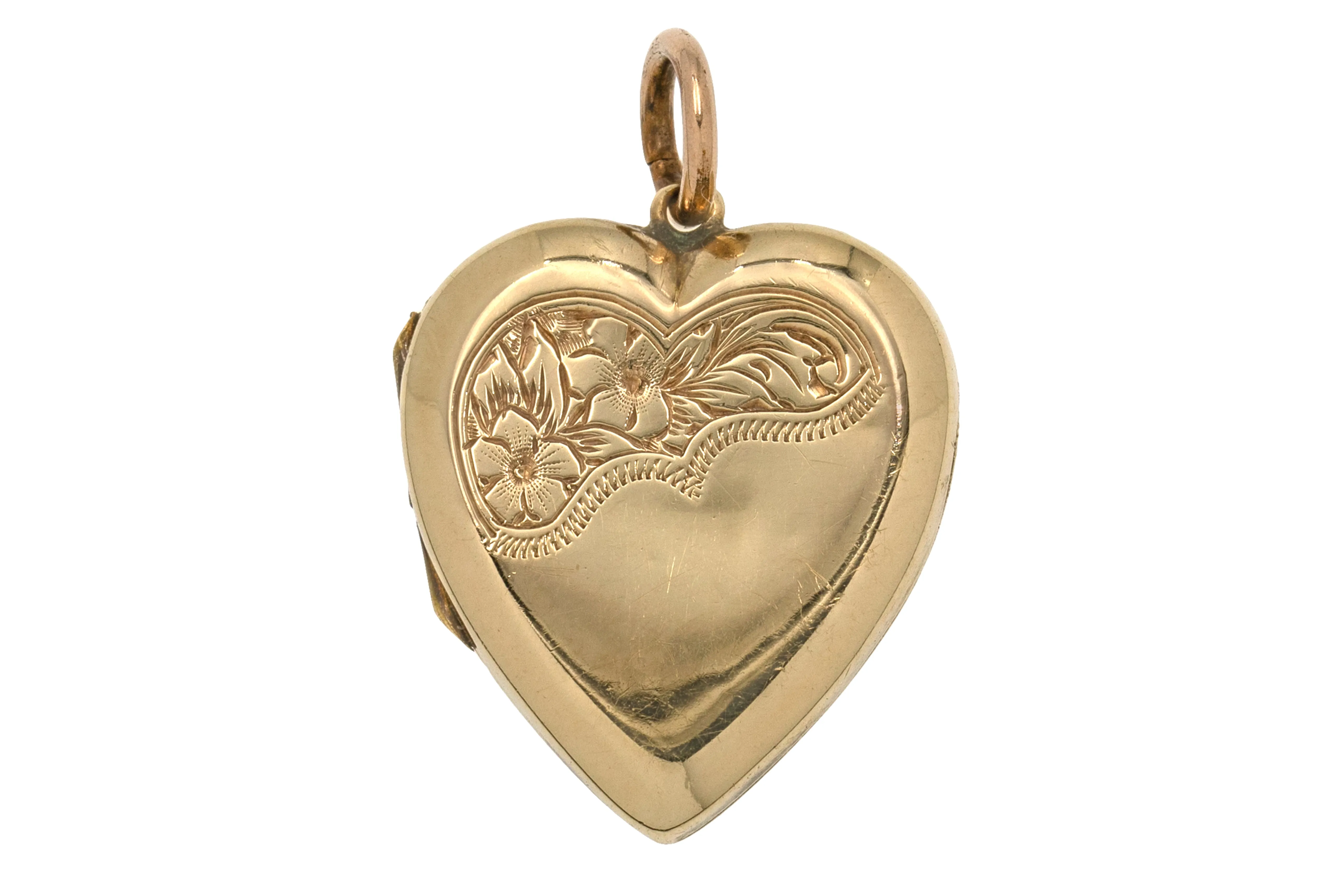 Antique 9ct Gold Engraved Heart Locket