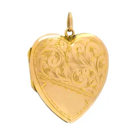 Antique 9ct Gold Engraved Heart Locket