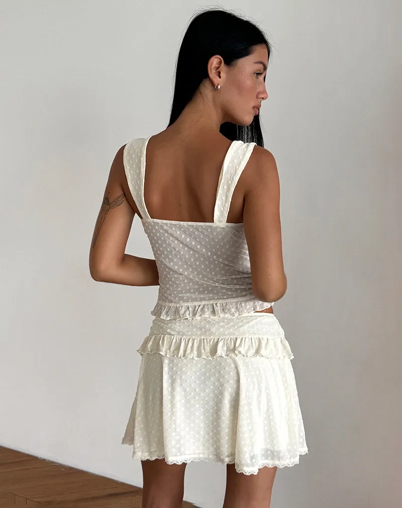 Bartila Top in Ivory Polka Flock