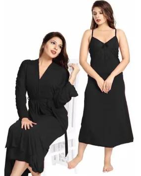 Black Wedding Nighty - FL-0072 - Flourish 2 Piece Nightwear