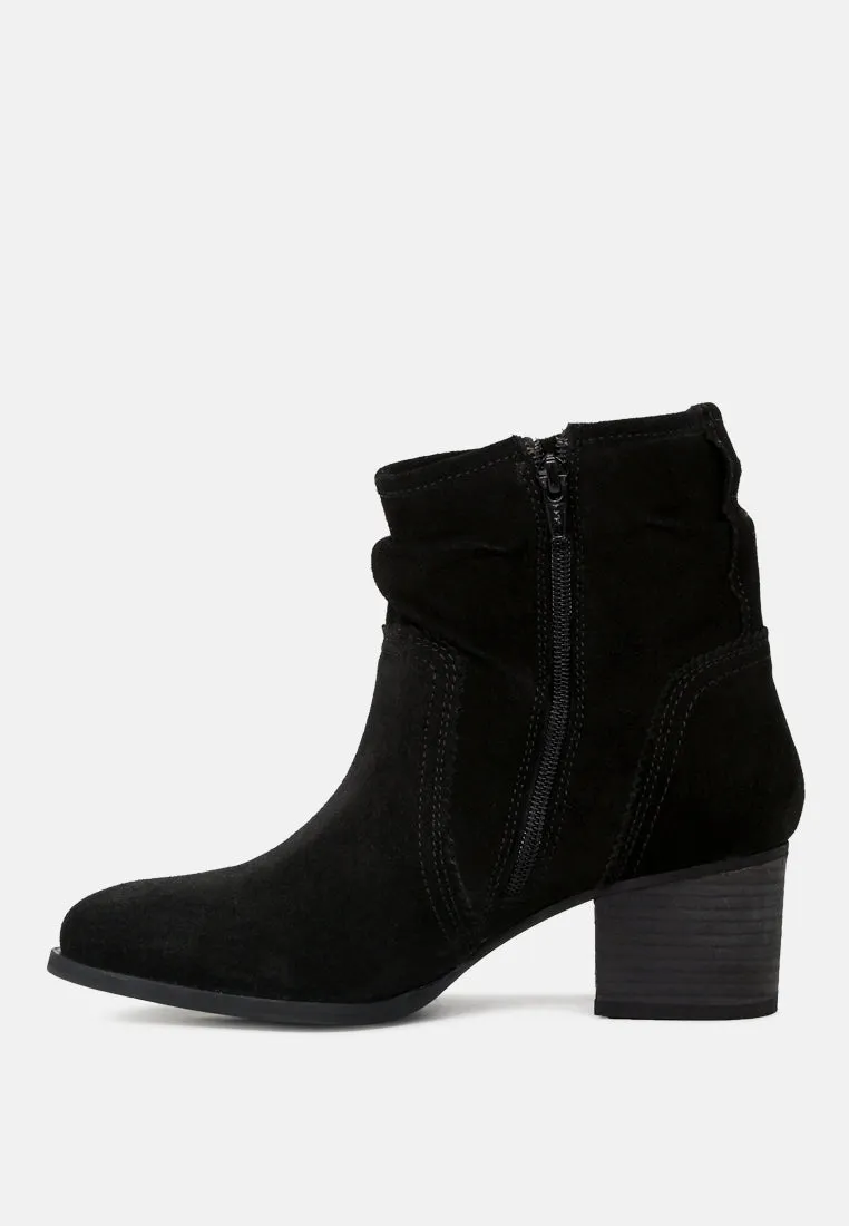 BOWIE Black Stacked Heel Leather Boots