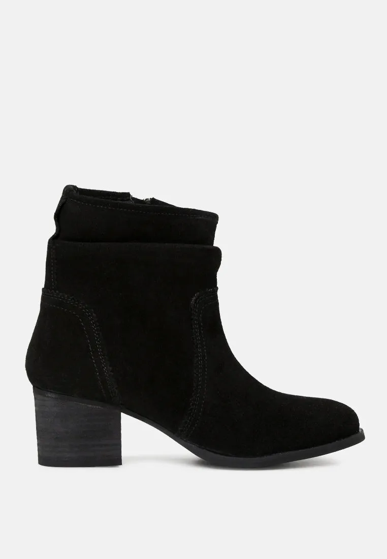 BOWIE Black Stacked Heel Leather Boots