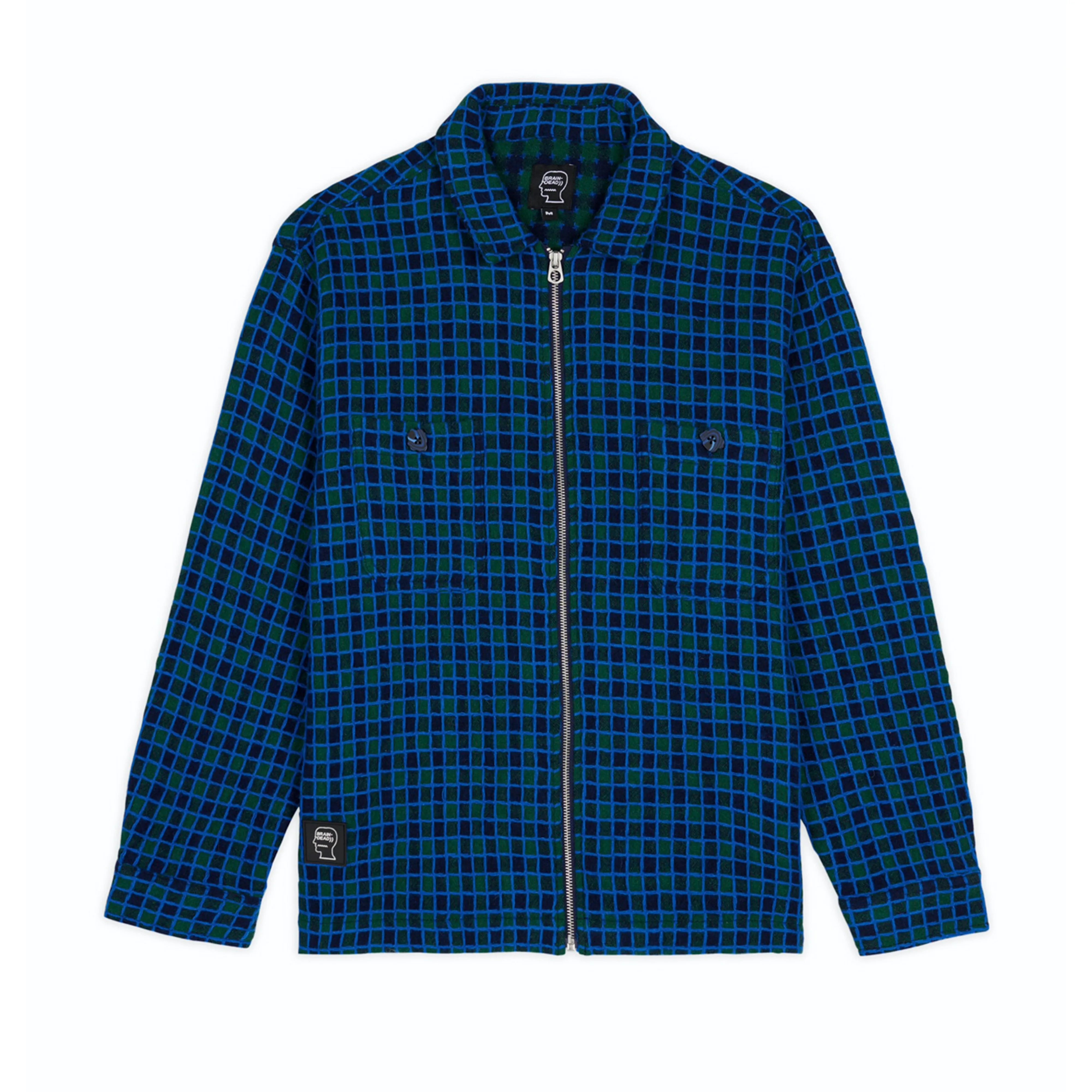 Brain Dead - Men's Check Mate Flannel Zip Shirt - (Navy)