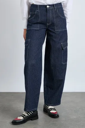 cargo jeans - navy pinstripe