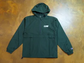 Champion Banner Racing Hooded Packable Quarter-Zip Jacket - Dark Green / White