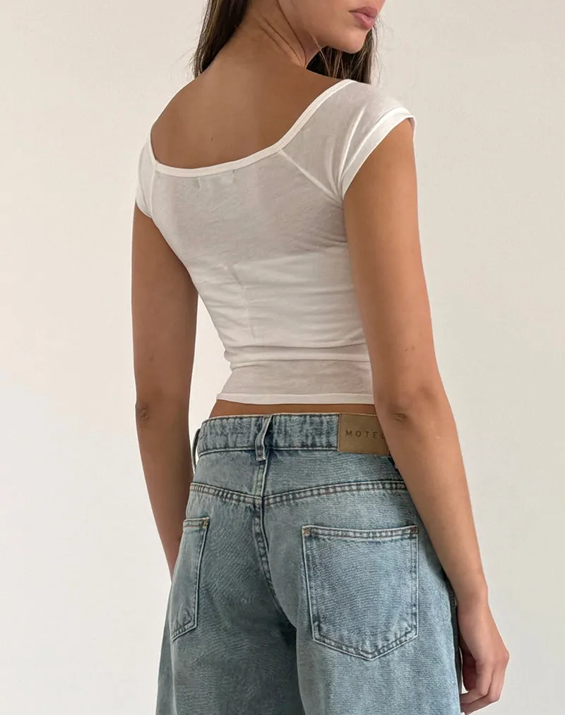 Charya Off The Shoulder Top in Off White