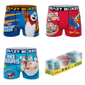 CRAZYBOXER Kellogg's Cereals Men's Boxer Briefs 3 Pack (Creative Packaging)