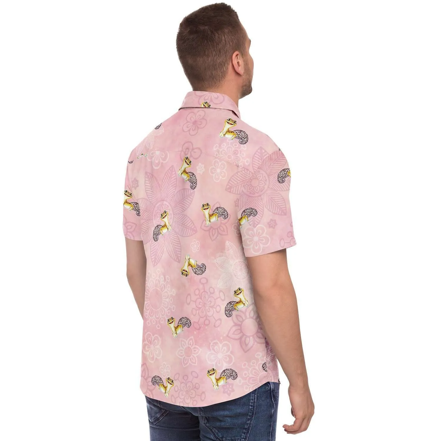 Cute Leopard Gecko Button Down Shirt, Reptile Gift Top