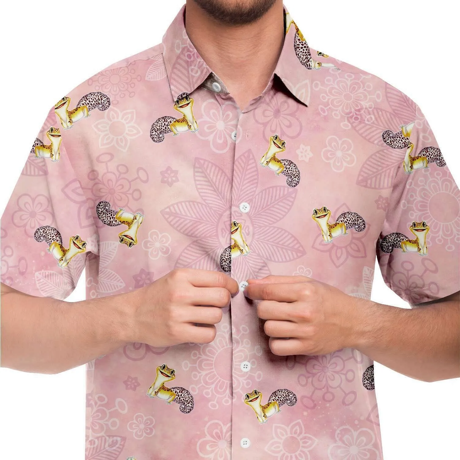 Cute Leopard Gecko Button Down Shirt, Reptile Gift Top