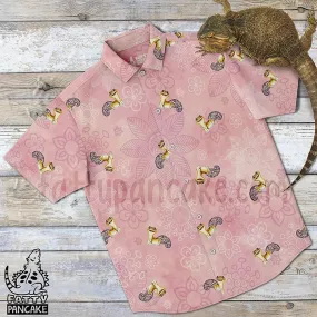 Cute Leopard Gecko Button Down Shirt, Reptile Gift Top