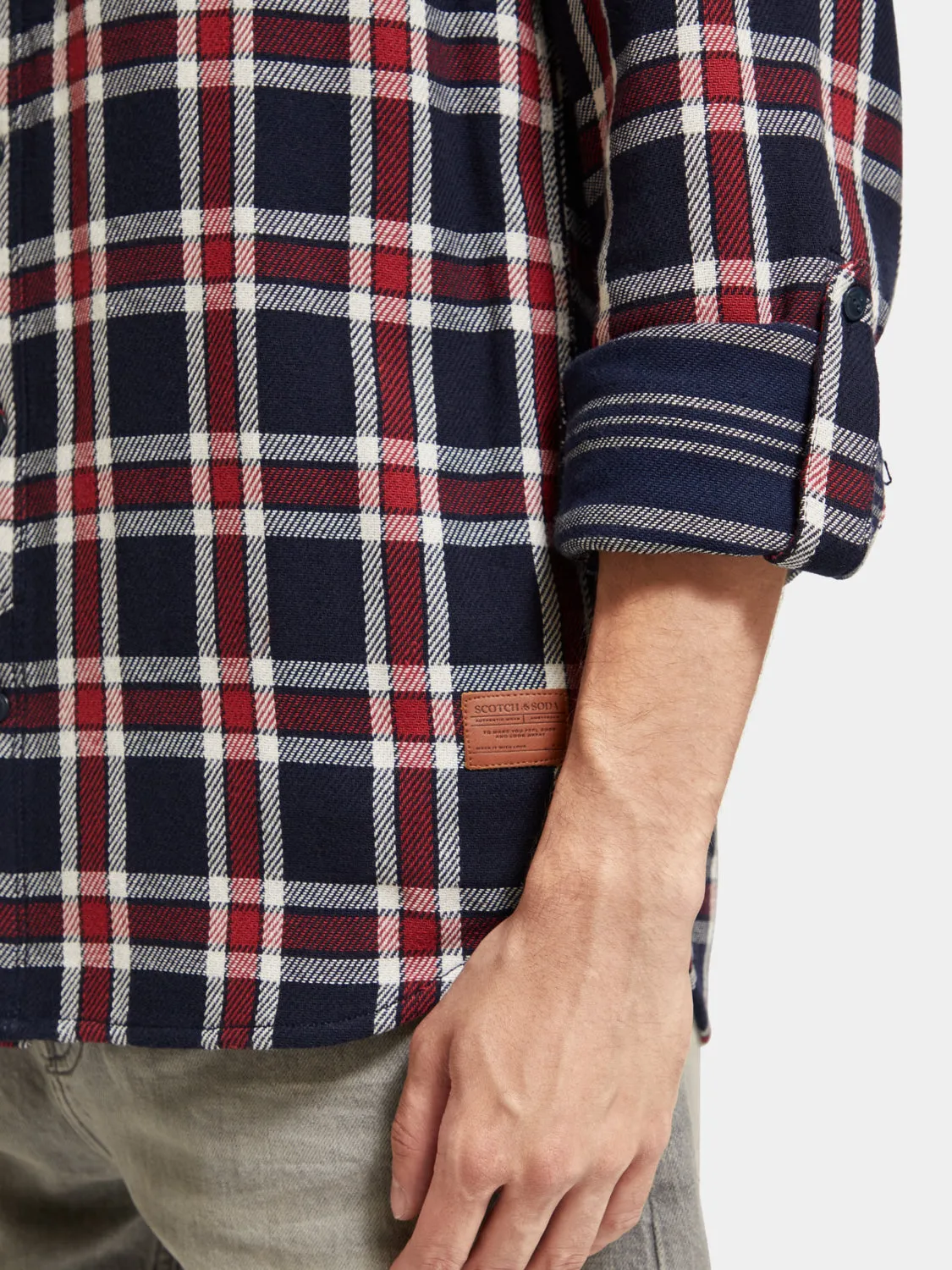 Double-faced twill check shirt