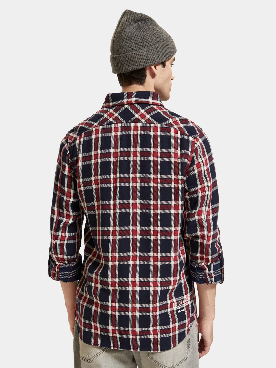 Double-faced twill check shirt