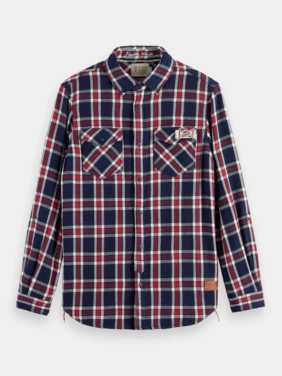 Double-faced twill check shirt