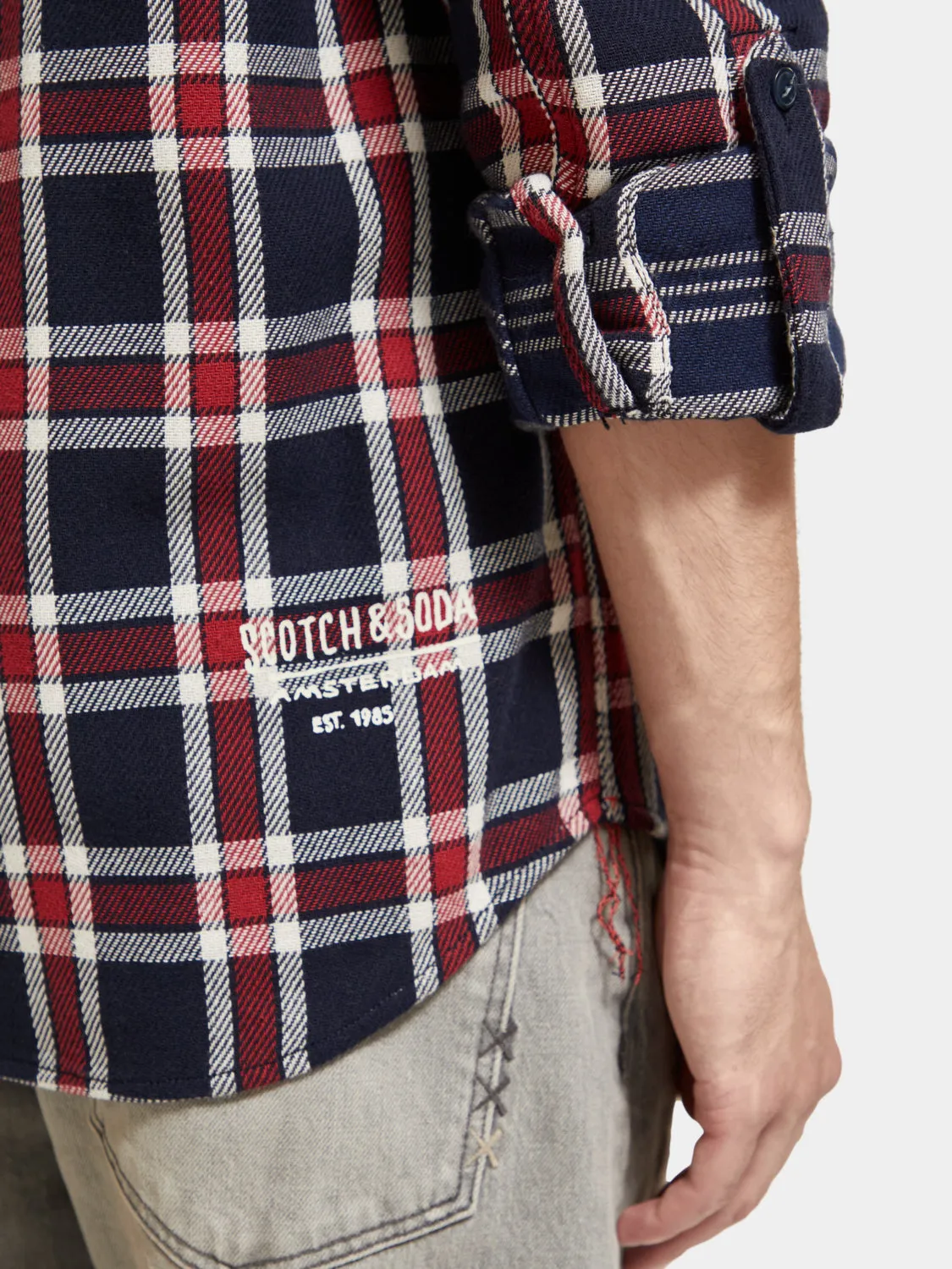 Double-faced twill check shirt