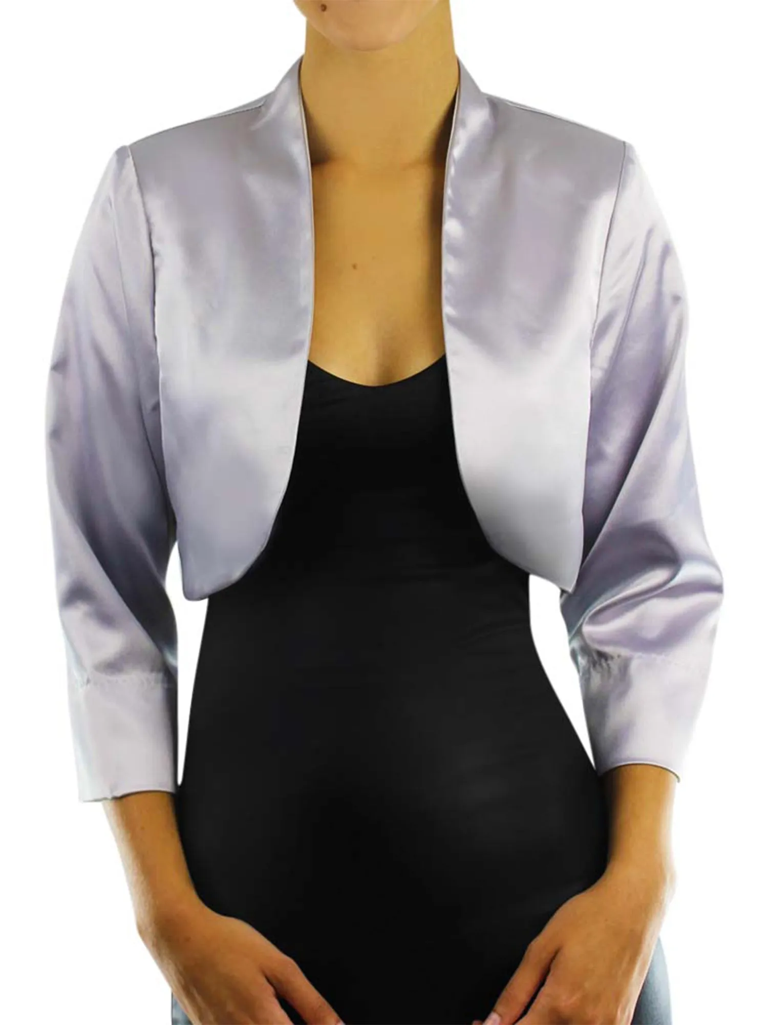 Dressy Satin 3/4 Sleeve Bolero Shrug Jacket