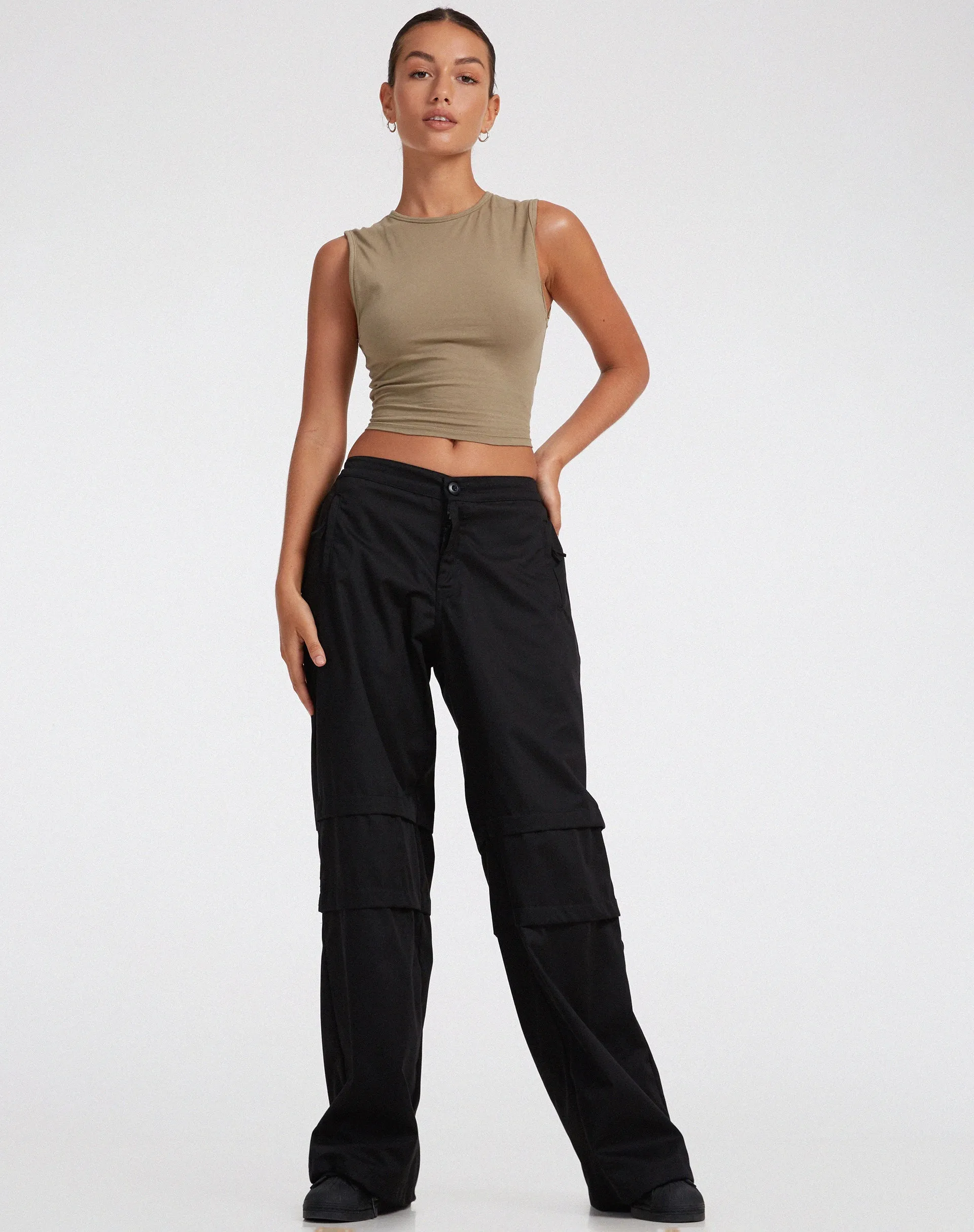 Eilid Wide Leg Trouser in Drill Black