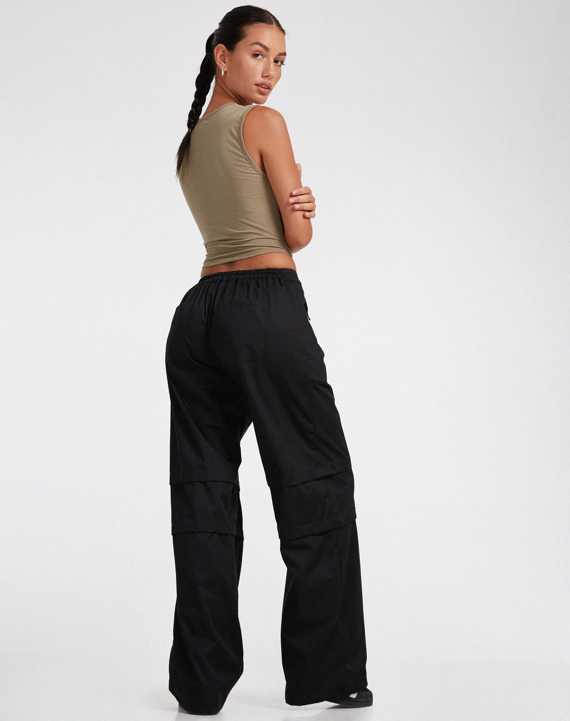 Eilid Wide Leg Trouser in Drill Black