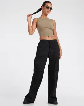 Eilid Wide Leg Trouser in Drill Black