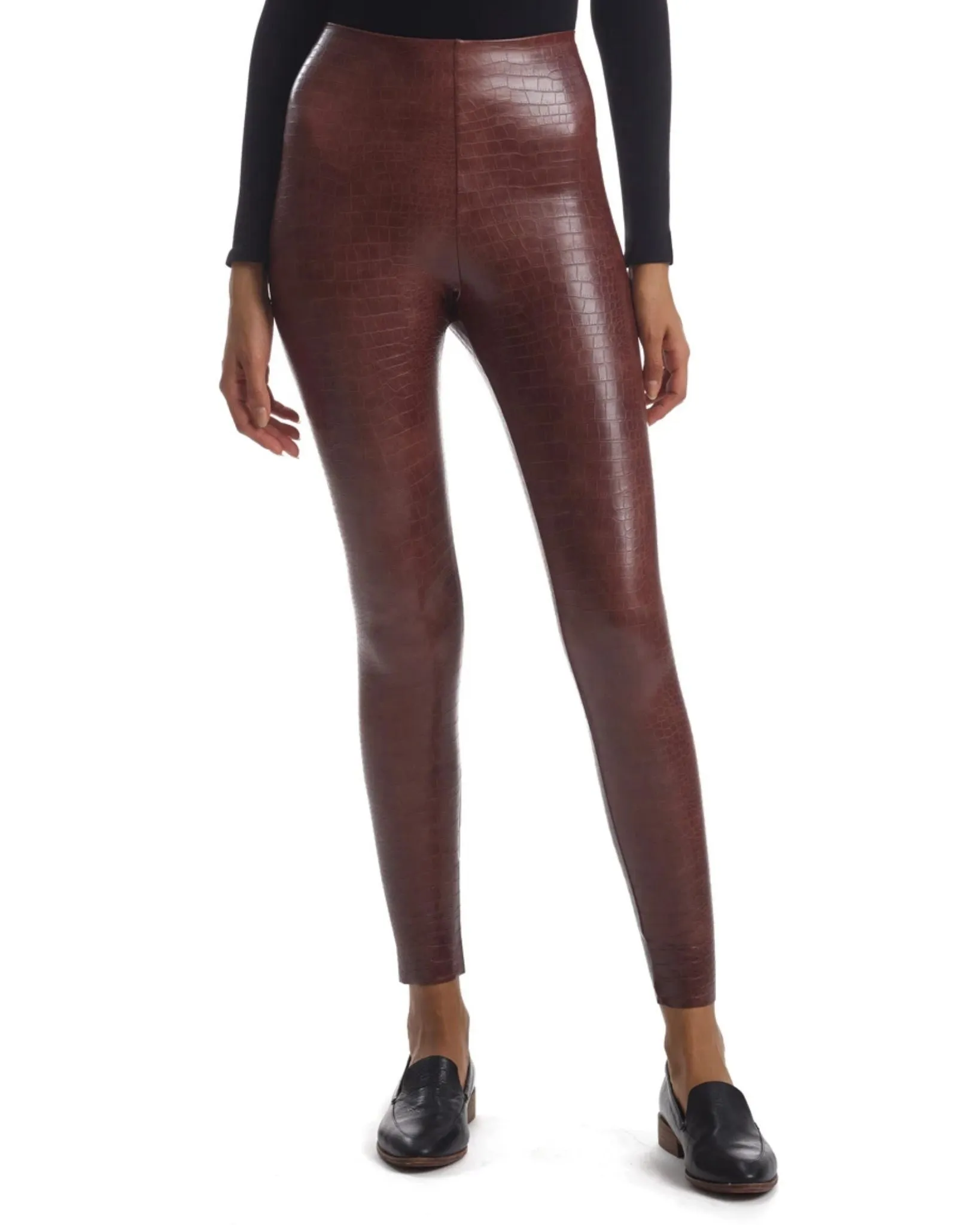 Faux Leather Animal Legging | Brown Croc