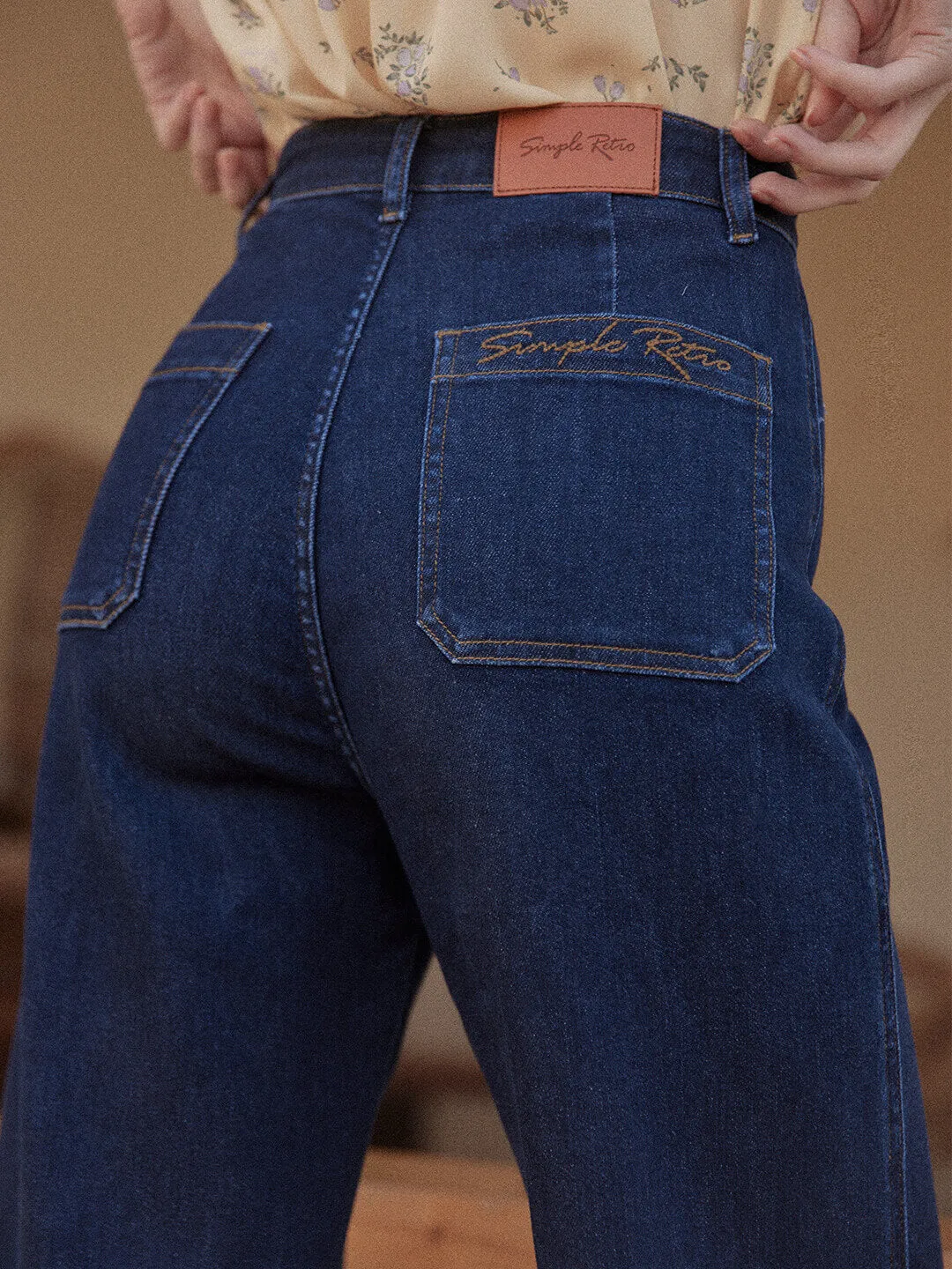 Felicia Vintage Inspired Blue Straight Jeans