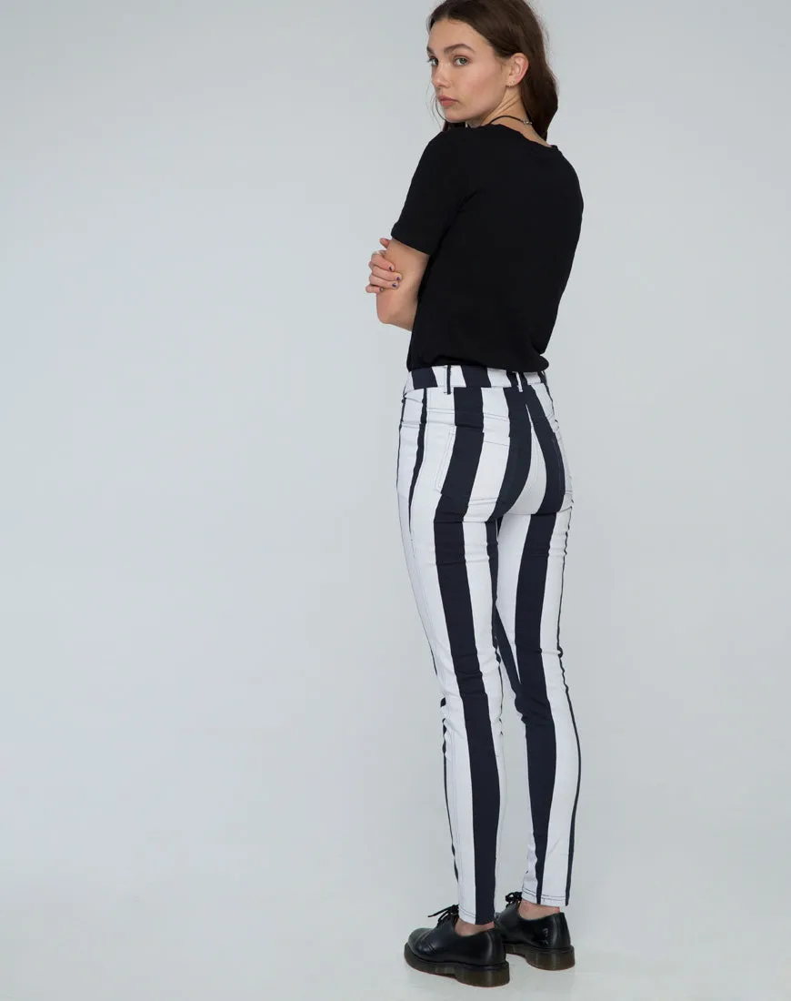 Jordan Jean in Motel Stripe Black and White