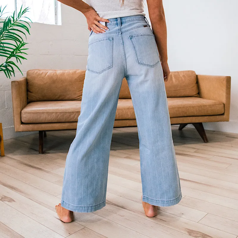 KanCan Zoe Wide Leg Pinstripe Jeans FINAL SALE