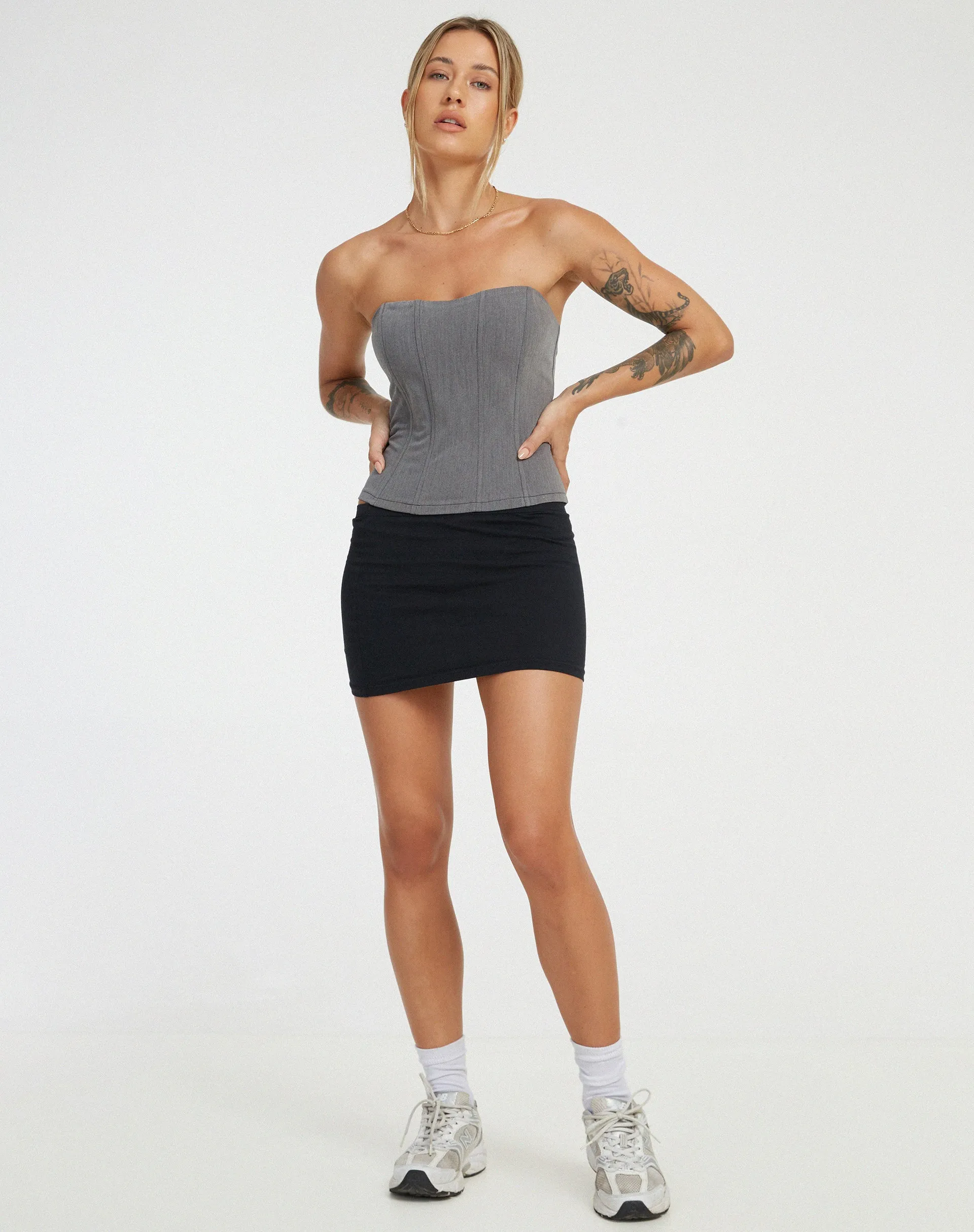 Kansa Corset Top in Charcoal