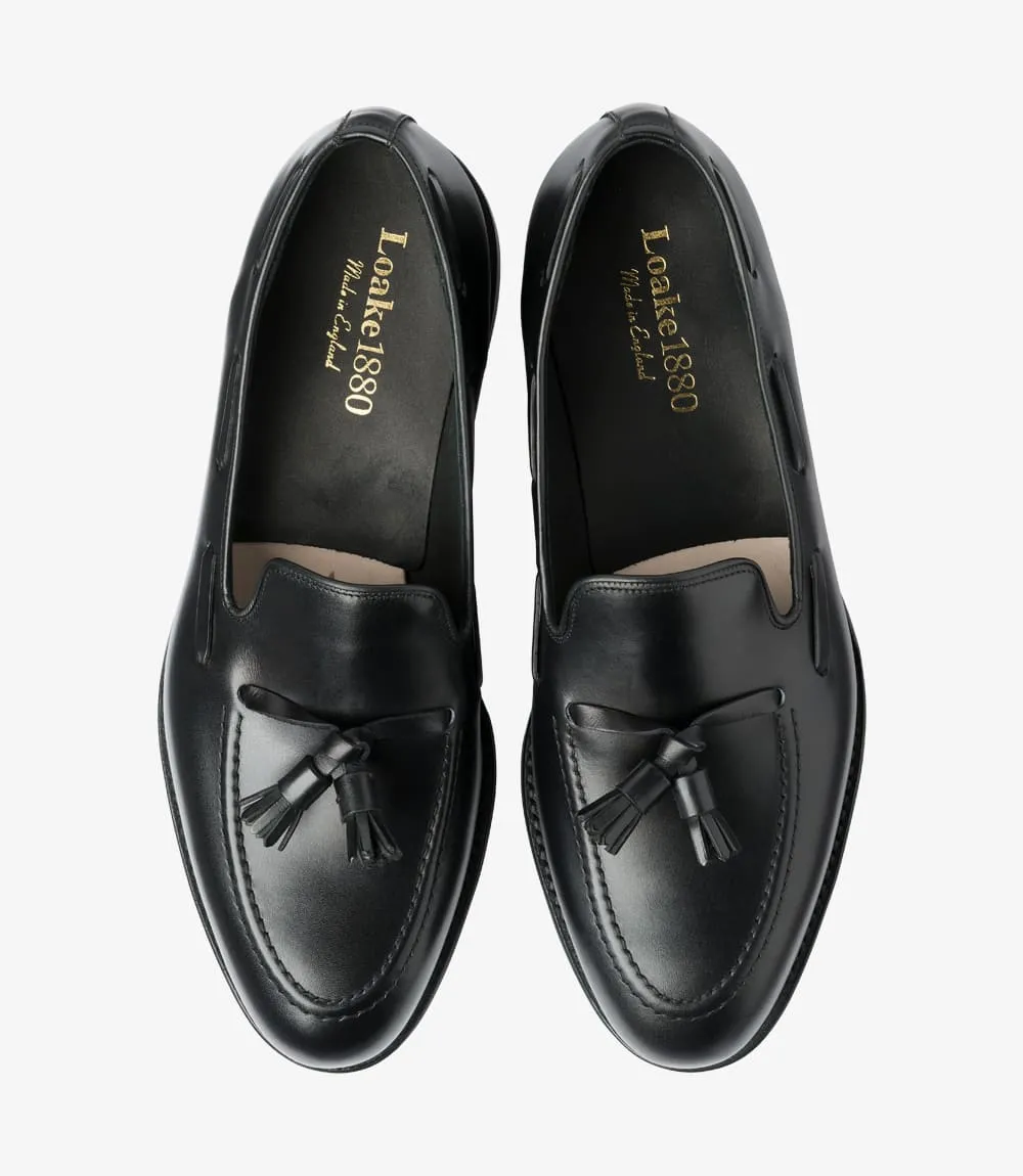 LOAKE - Russell Tasselled Loafers Calf Shoe - Black