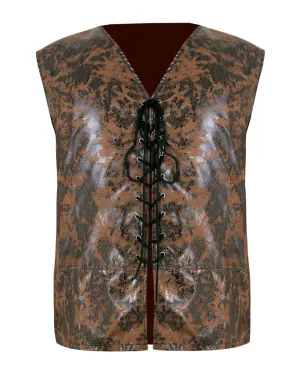 Men's Steampunk Retro Lace Up Leather Vest Western Cowboy Waistcoat