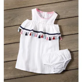 Mudpie White Nautical Tassel Dress & Bloomer Set