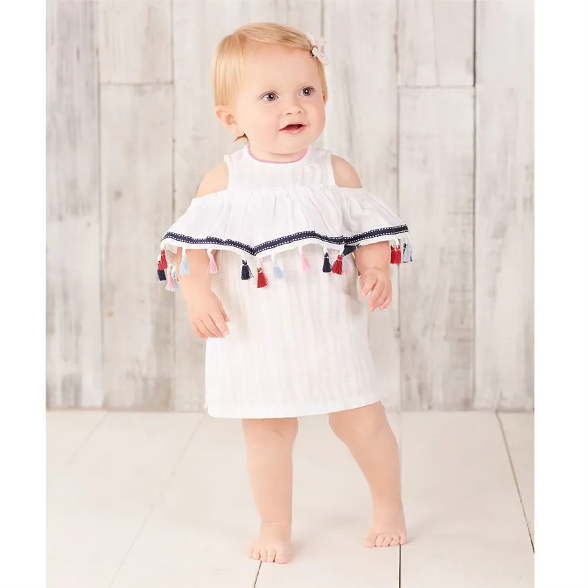 Mudpie White Nautical Tassel Dress & Bloomer Set