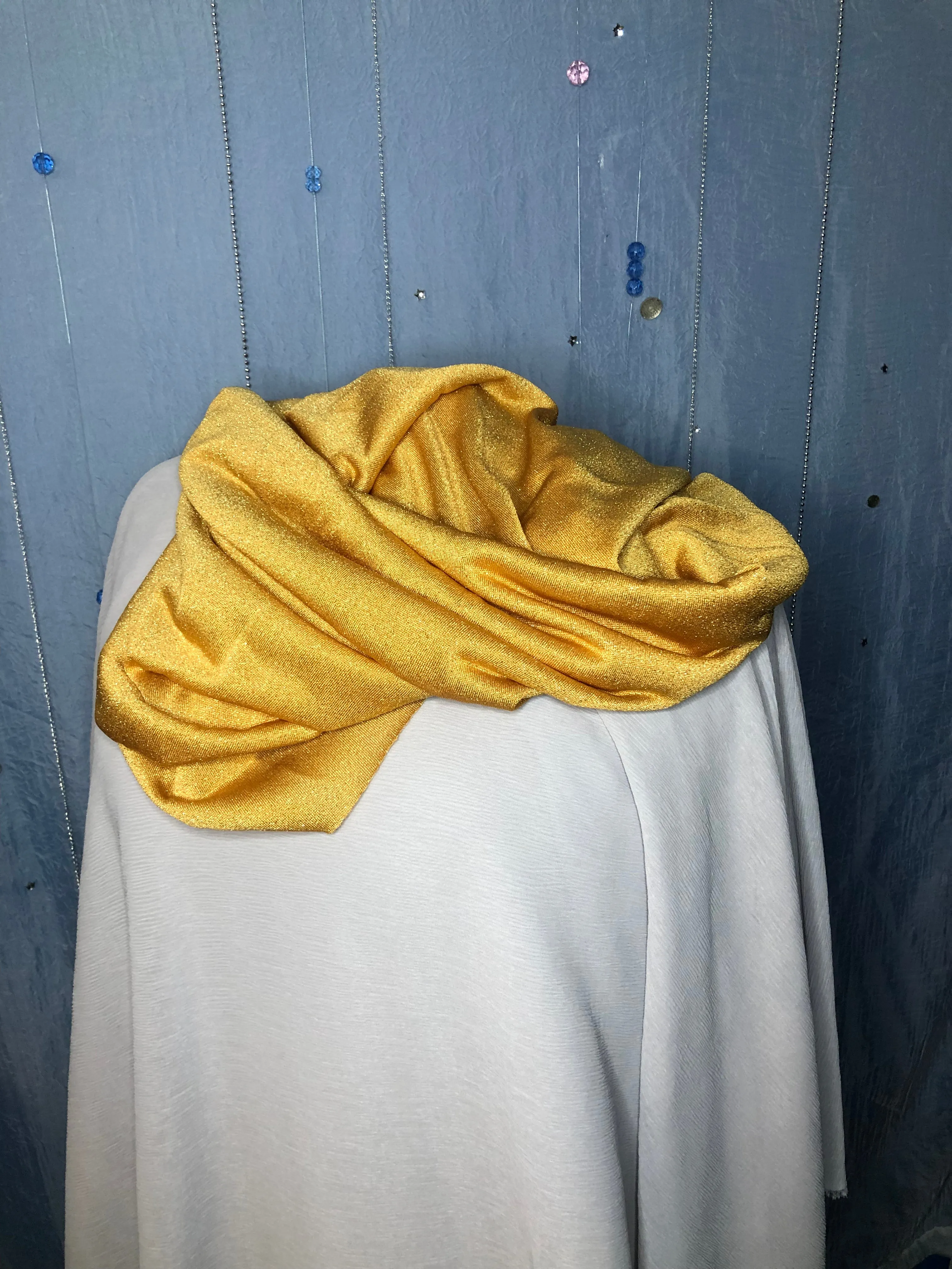 Mustard with Gold Sparkles Jersey Sparkle Scarf, scarves