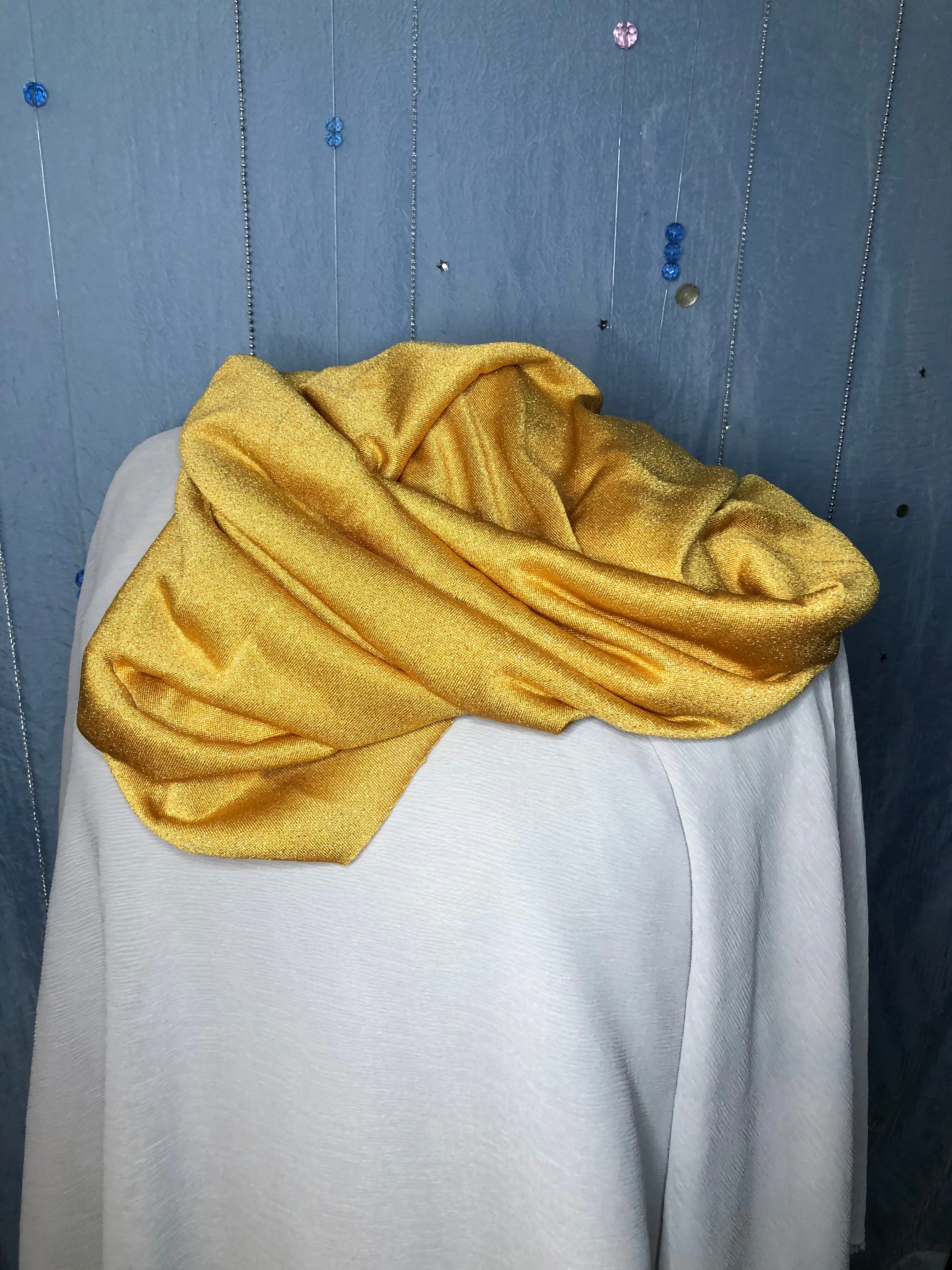 Mustard with Gold Sparkles Jersey Sparkle Scarf, scarves