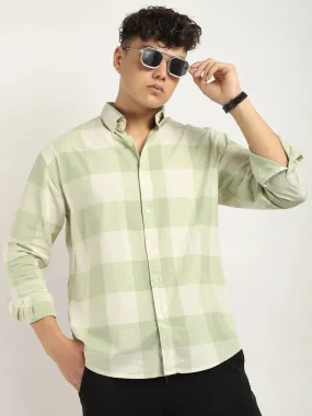 Ornate Square Sea Green Checked Shirt