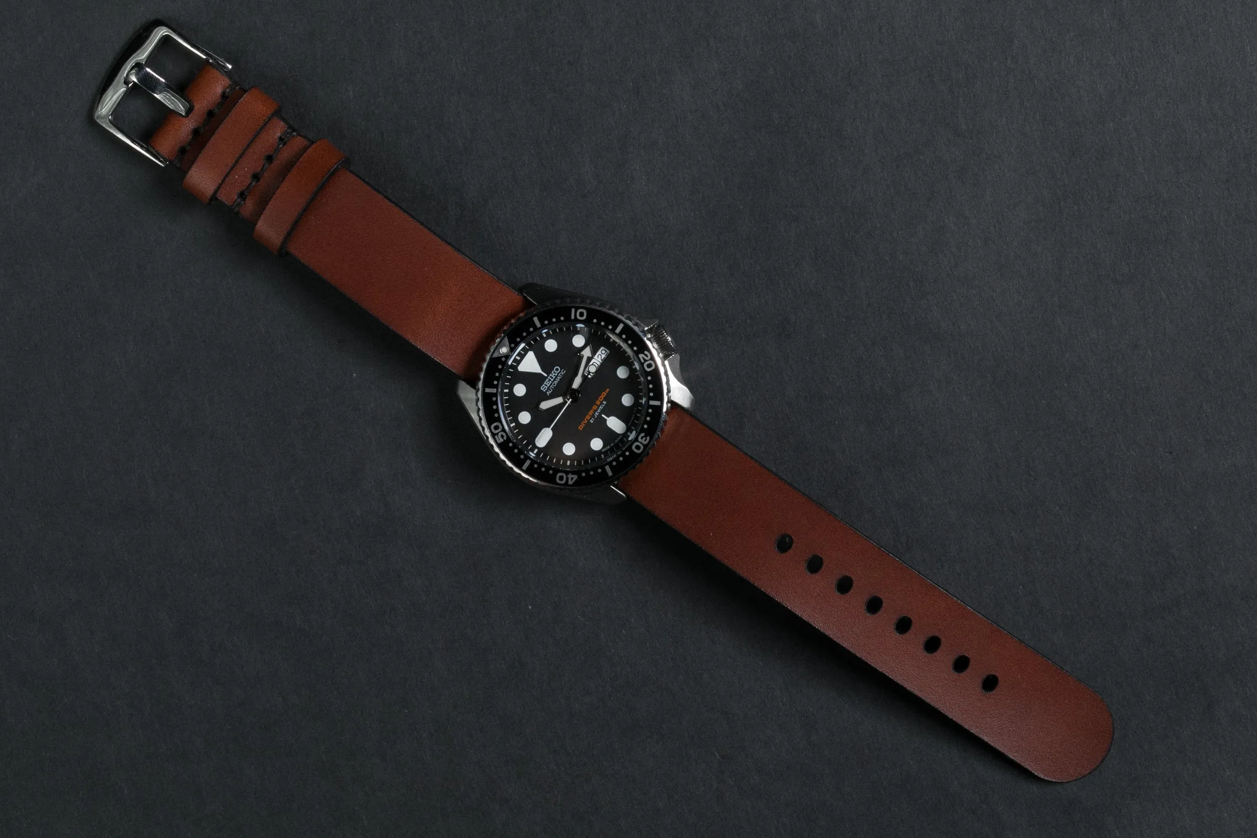 Simple Pass Thru Watch Strap // Medium Brown