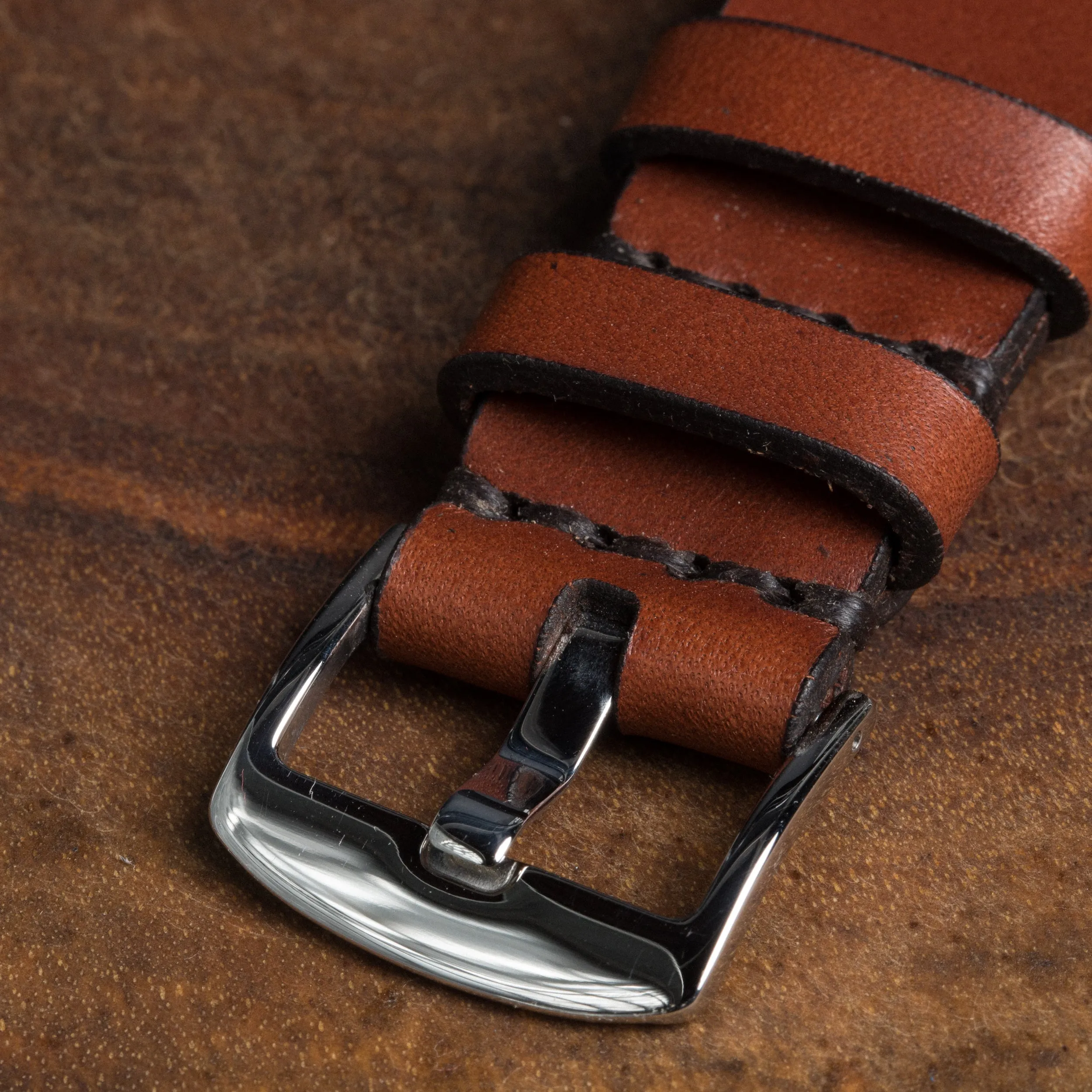 Simple Pass Thru Watch Strap // Medium Brown