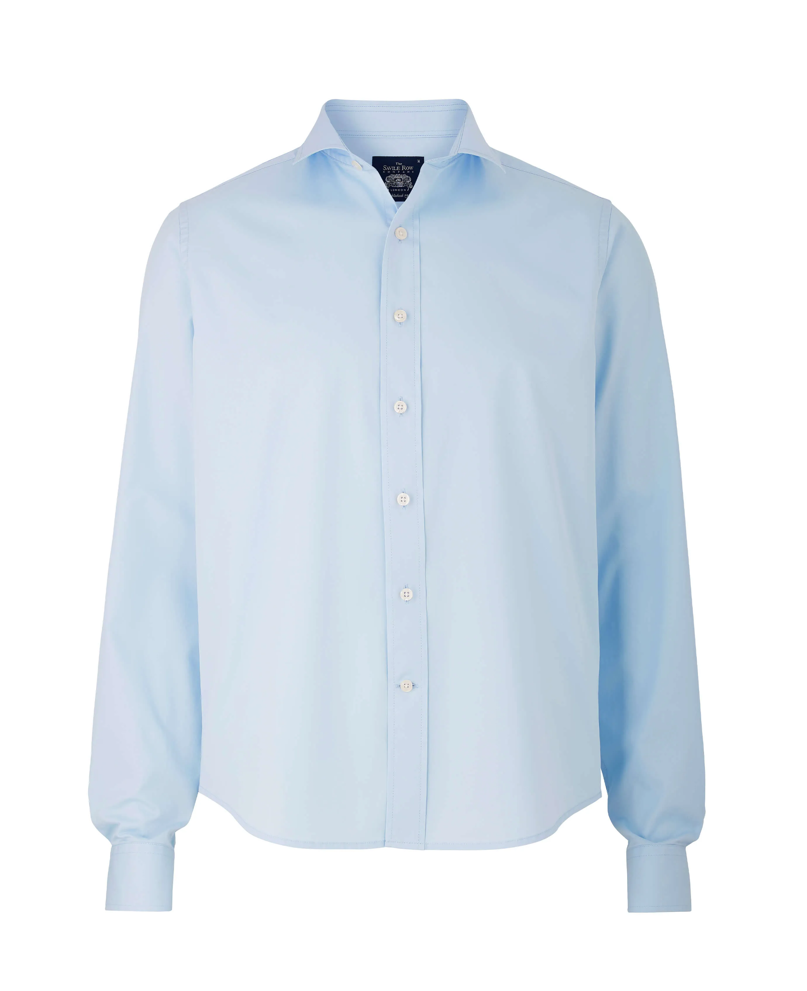 Sky Blue Twill Slim Fit Shirt in Shorter Length