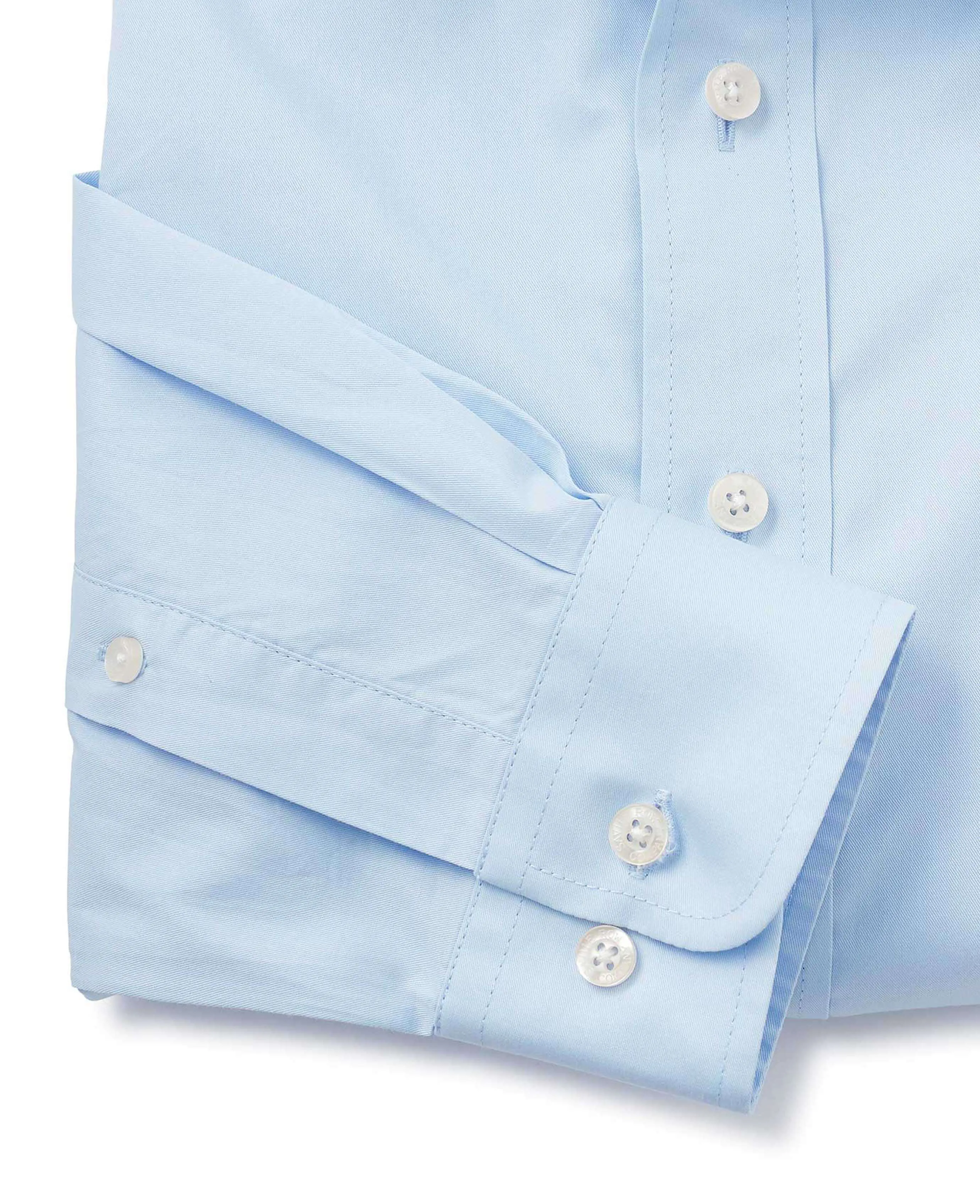 Sky Blue Twill Slim Fit Shirt in Shorter Length