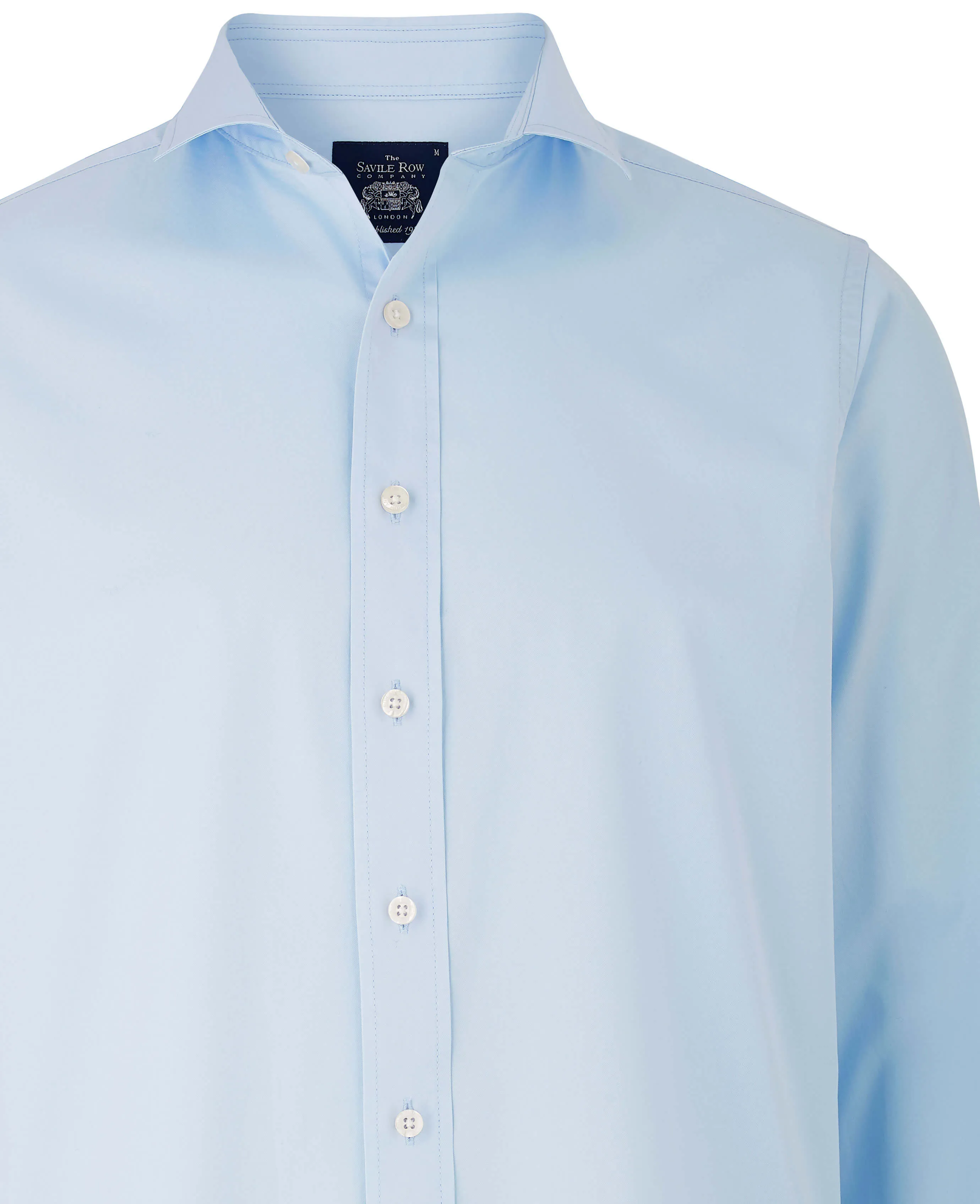 Sky Blue Twill Slim Fit Shirt in Shorter Length