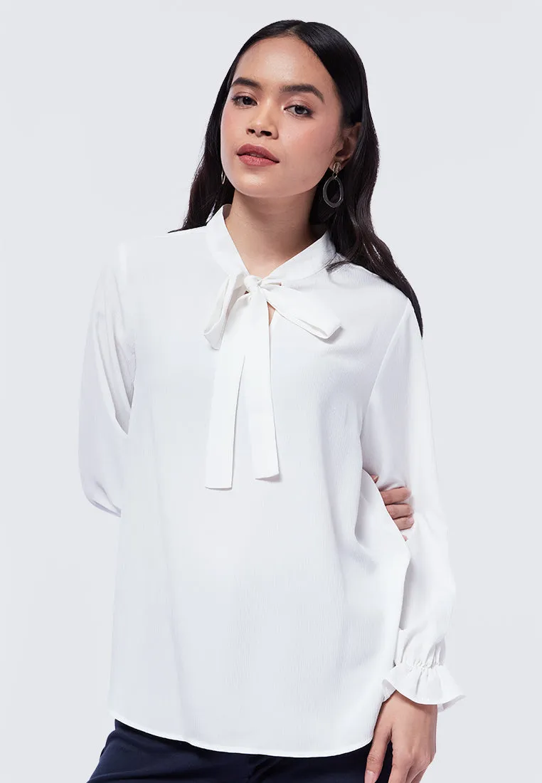 Tie Sash Neck Detail Blouse