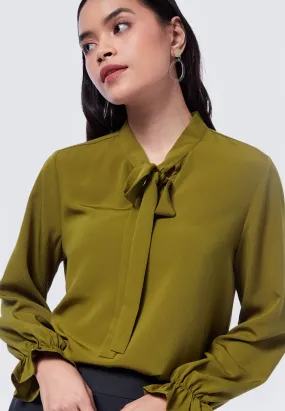 Tie Sash Neck Detail Blouse