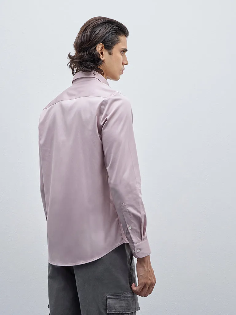 WES Formals Dusty Pink Slim-Fit Cotton Shirt