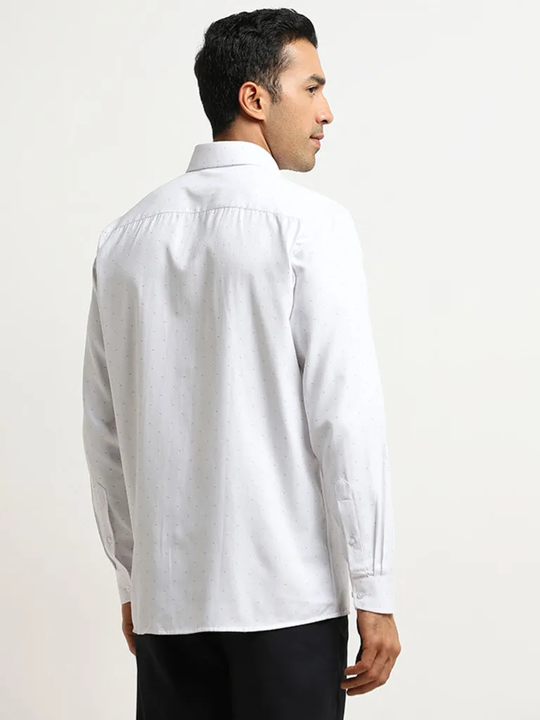 WES Formals White Printed Relaxed-Fit Shirt