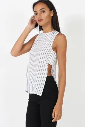 White Side Split Striped Top - Lorien