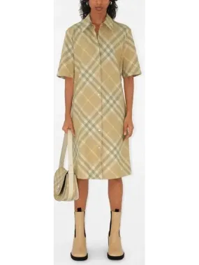 Women’s Check Cotton Shirt Dress, Flax