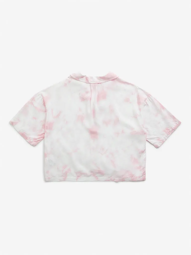 Y&F Kids Pink Tie-Dye Printed Shirt